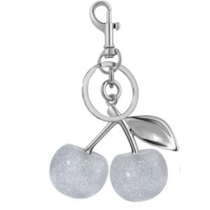 🍒NEW Cherry Bag Charm/ Keychain Sparkly Clear Translucent & Silver Cherries